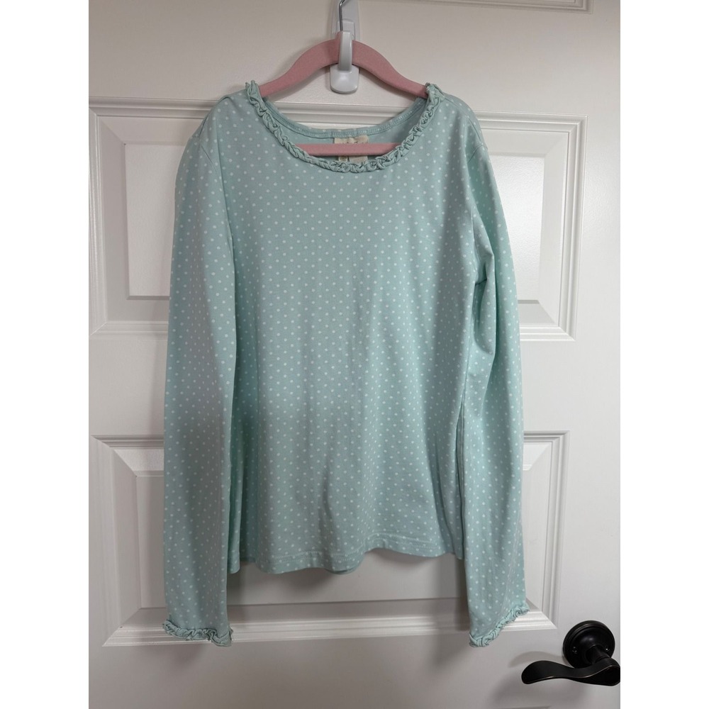 Matilda Jane Girls Light Blue Polka Dot Ruffle Long Sleeve Top Boutique Tee